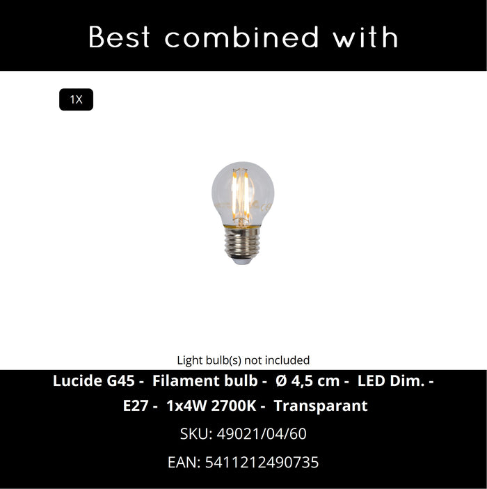 Lucide FOCKER Hanglamp 1xE27 - Grijs