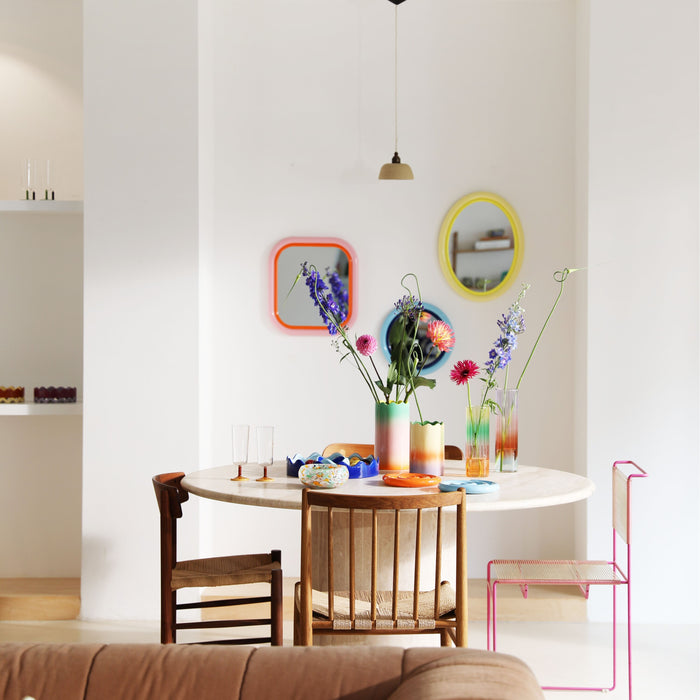 &k amsterdam Sleek Spiegel Rond - Blauw