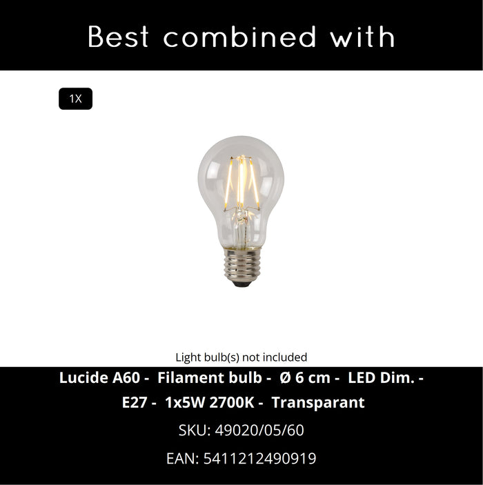 Lucide CLAIRE Sokkellamp 1xE27 - Antraciet