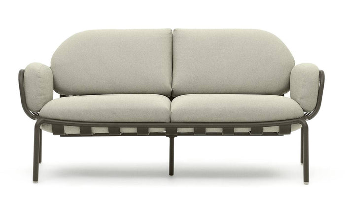 Kave Home - Joncols 2 zits buitenbank in aluminium met groen gelakte