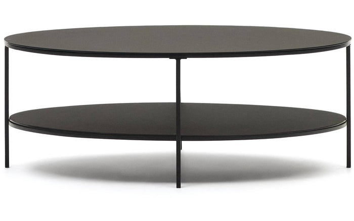 Kave Home - Fideia salontafel van gehard glas en metaal met matzwarte