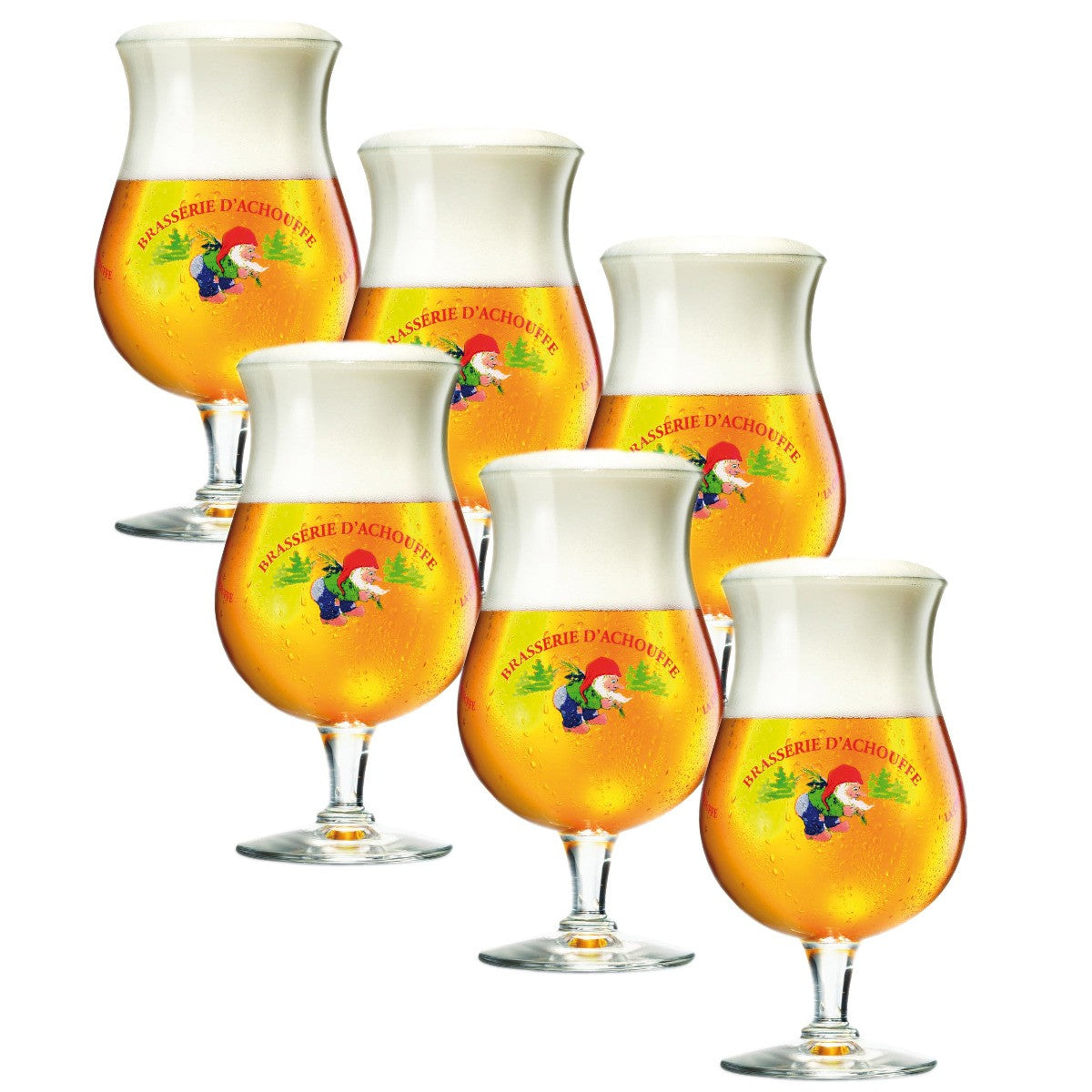La Chouffe Bierglazen Op Voet 33cl - 6 Stuks - Bier Glas - Bolle Vorm