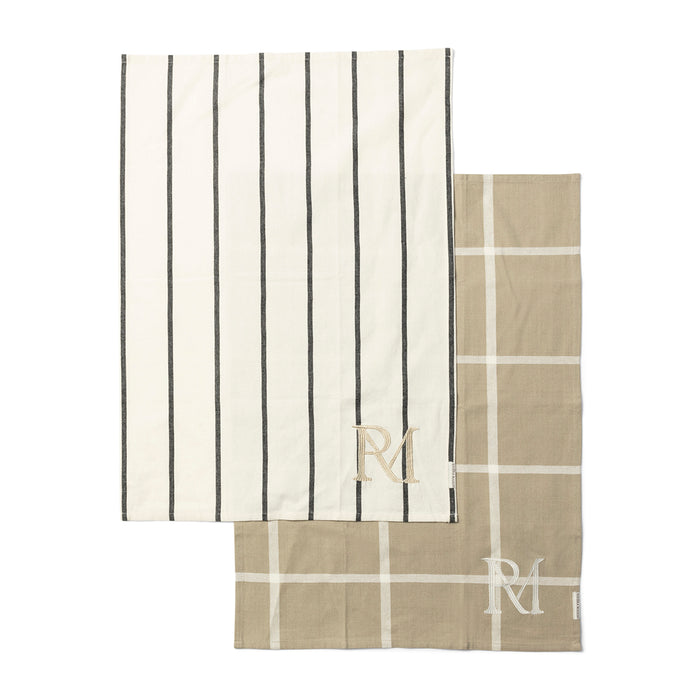 Riviera Maison Theedoek beige, Keukendoek - RM Stripes set van 2