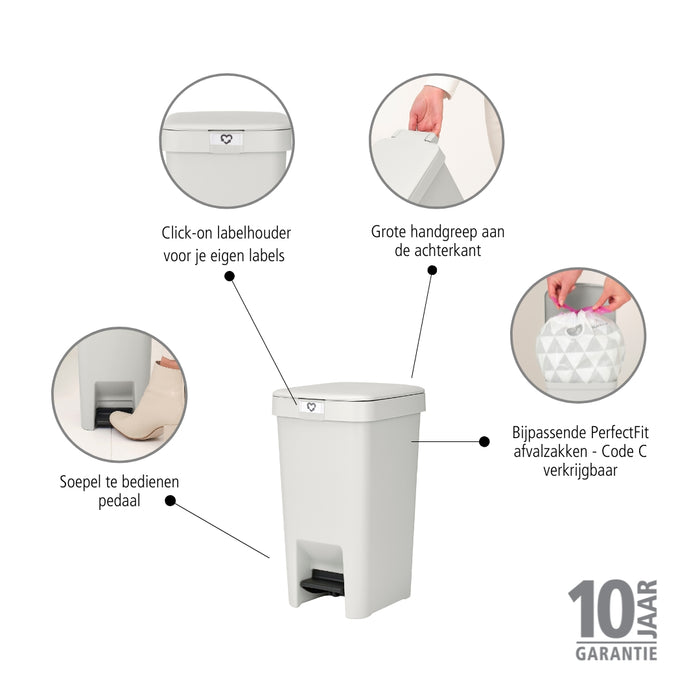 Brabantia StepUp Pedaalemmer - 10 L - Light Grey