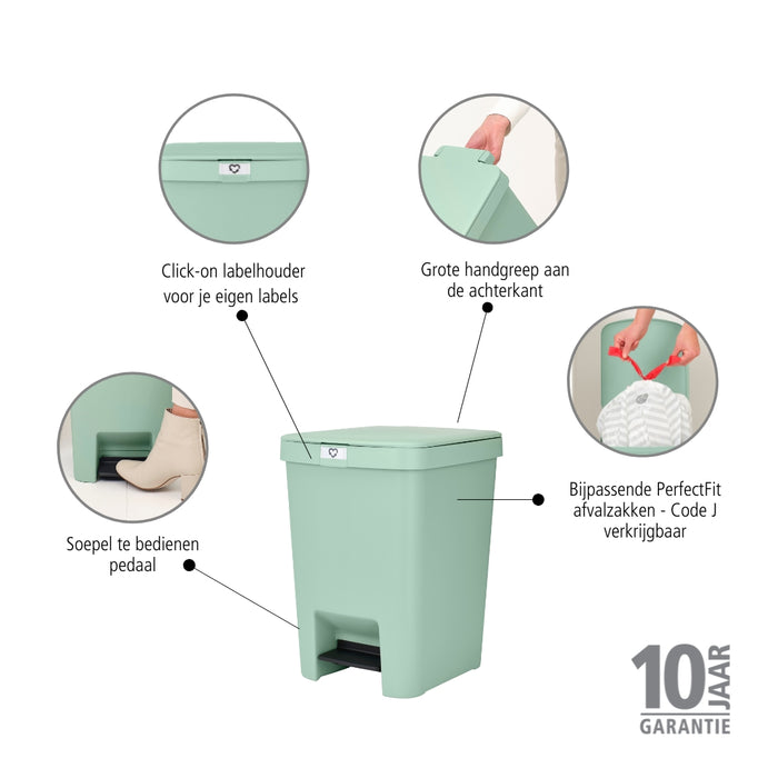 Brabantia StepUp Pedaalemmer - 25 L - Jade Green