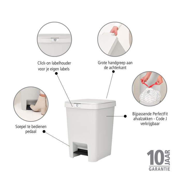 Brabantia StepUp Pedaalemmer - 25 L - Light Grey