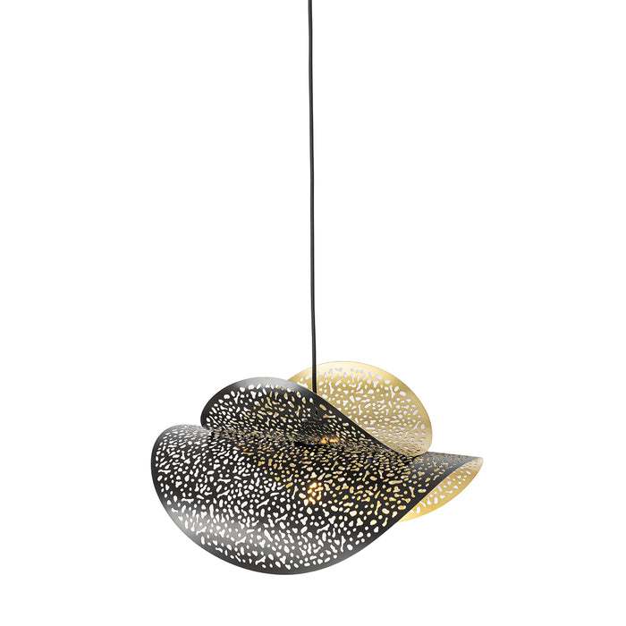 QAZQA Oosterse hanglamp zwart met goud 28 cm - Japke