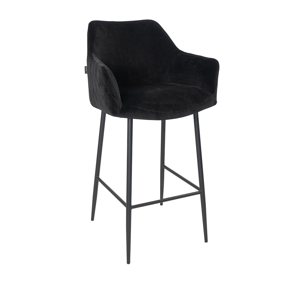 Bronx71 Velvet barkruk Nelly zwart 78 cm