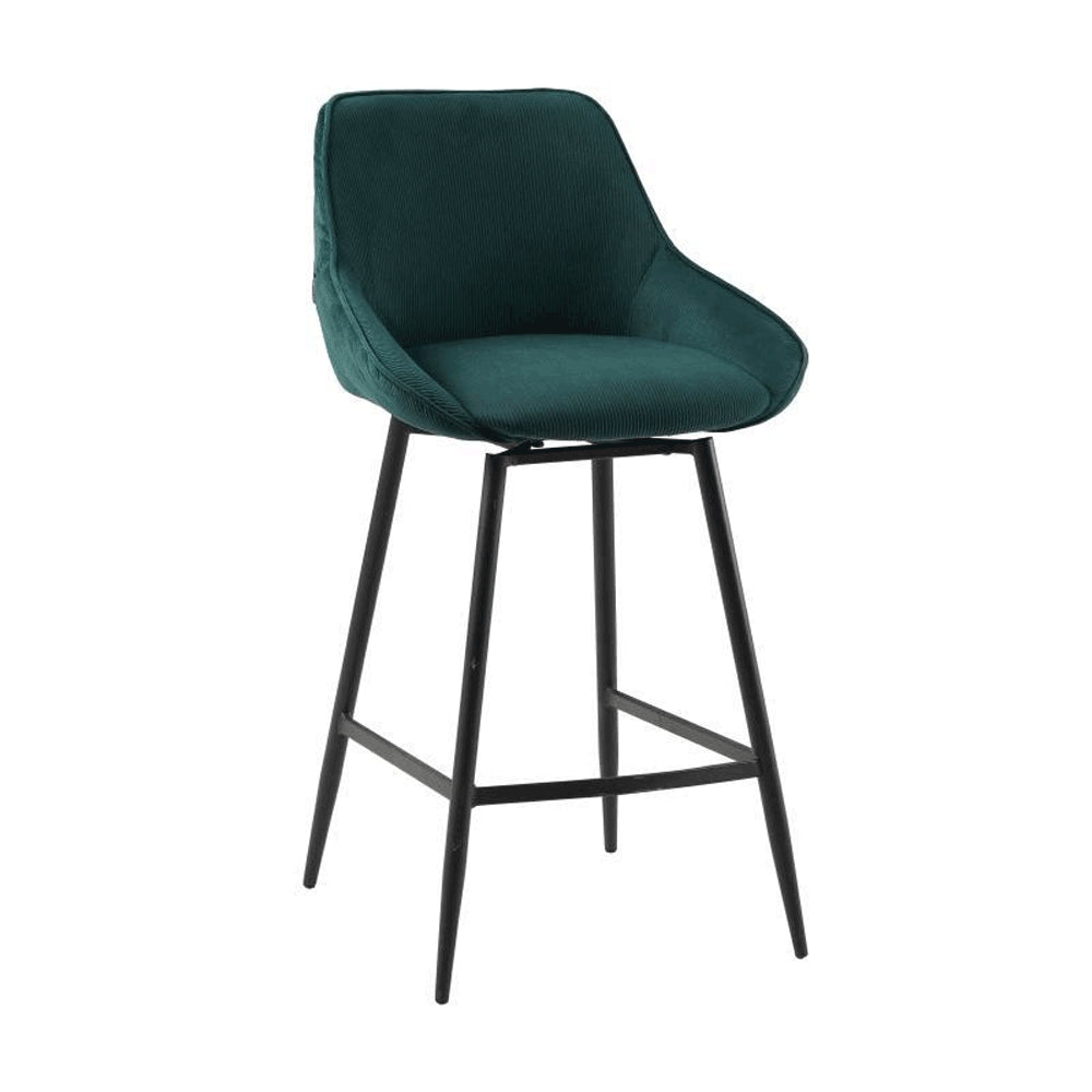 Bronx71 Barkruk draaibaar Luna ribstof donkergroen 68 cm