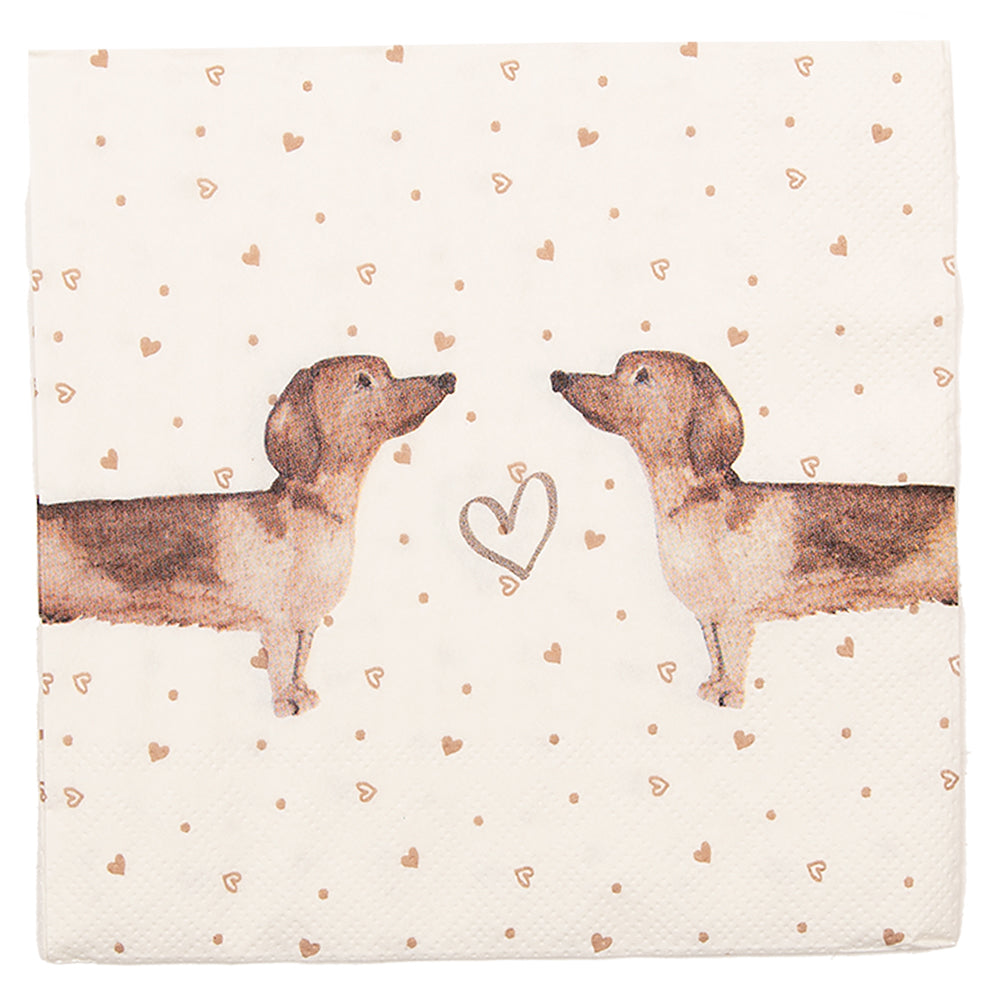 Clayre & Eef Servetten Papier Set van 20 33x33 cm (20) Beige Bruin