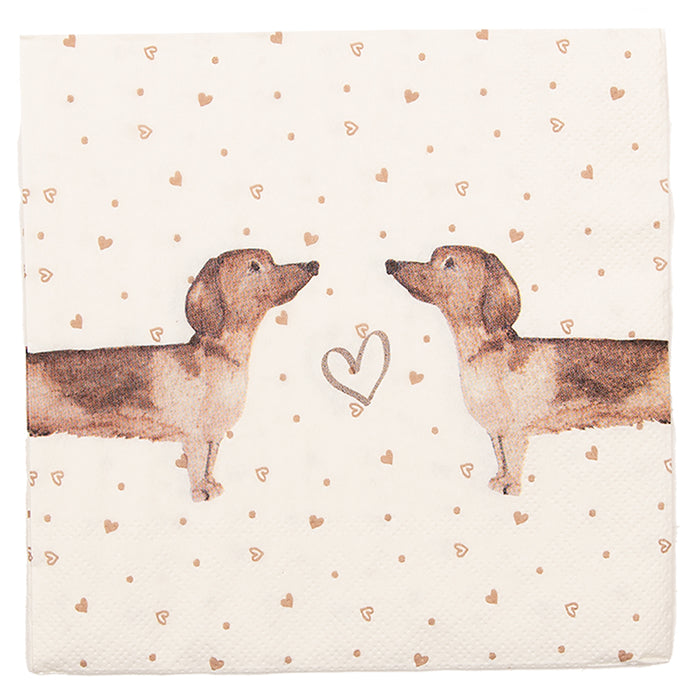 Clayre & Eef Servetten Papier Set van 20 33x33 cm (20) Beige Bruin