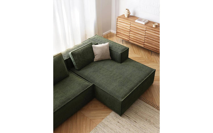 Kave Home Blok Chaise Longue Rechts - Donkergroen - Rib