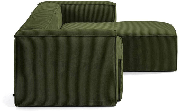 Kave Home Blok Chaise Longue Rechts - Donkergroen - Rib
