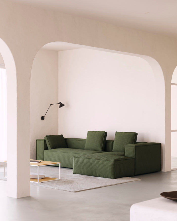 Kave Home Blok Chaise Longue Rechts - Donkergroen - Rib