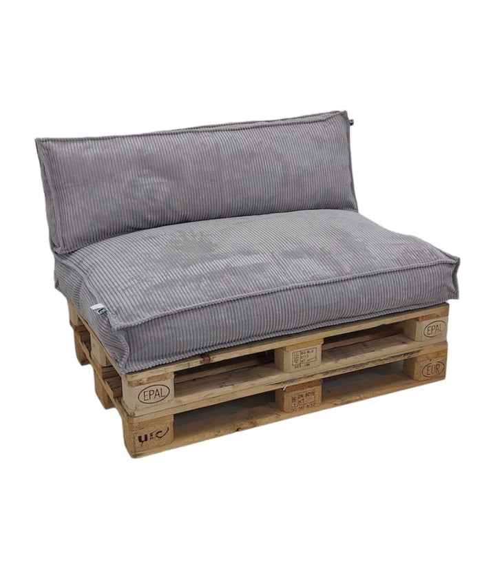 2L Home & Garden Palletkussenset Ribcord Deluxe Sultry Grey - 2 delige