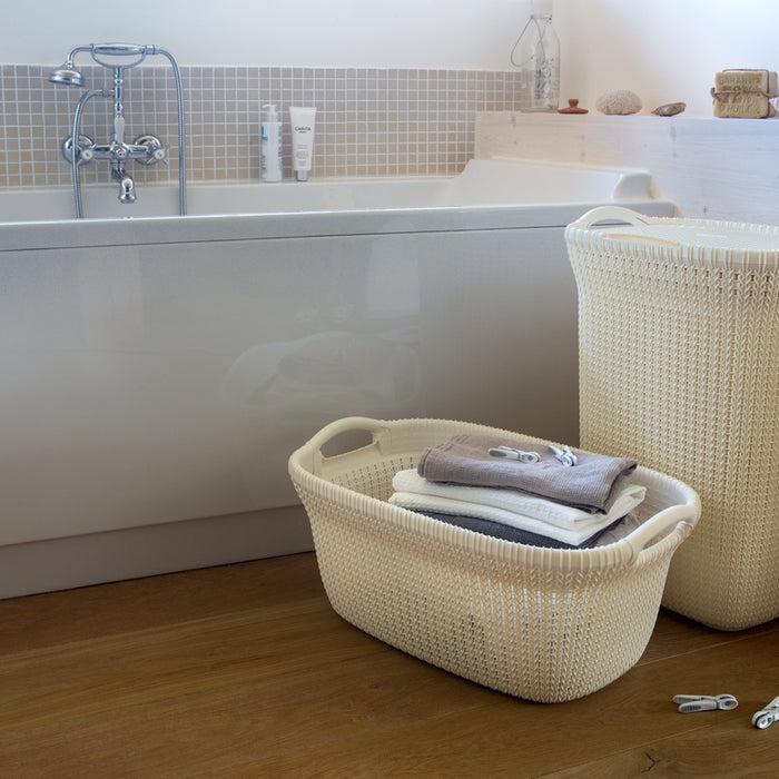 Curver Knit Wasmand met deksel - 57L - 2 stuks - Wit