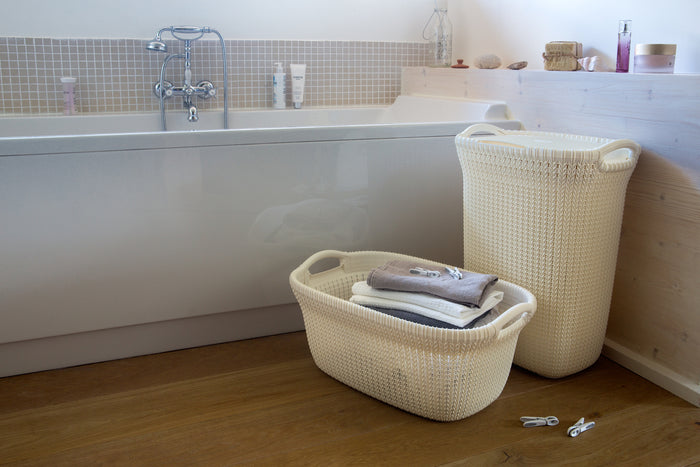 Curver Knit Wasmand met deksel - 57L - 2 stuks - Wit