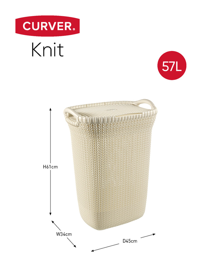 Curver Knit Wasmand met deksel - 57L - 2 stuks - Wit