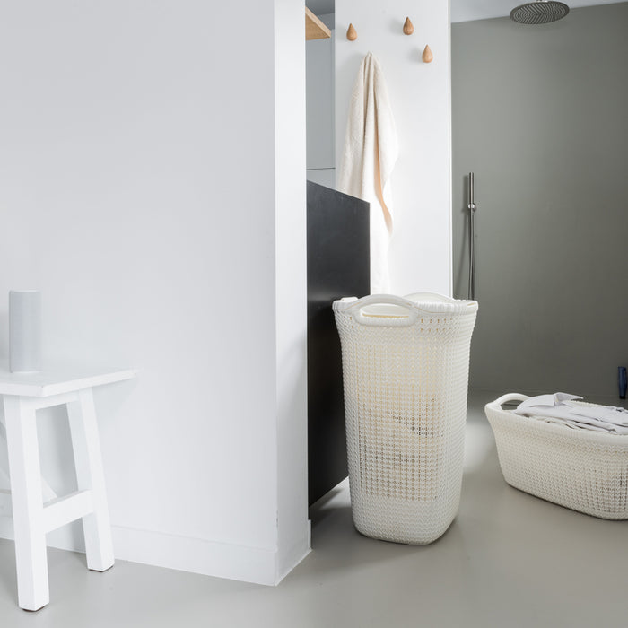 Curver Knit Wasmand met deksel - 57L - 2 stuks - Wit