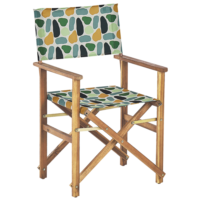 Beliani-CINE -Tuinstoel set van 2-Lichthout|Groen|Abstract-Polyester