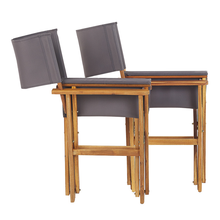 Beliani-CINE -Tuinstoel set van 2-Lichthout|Groen|Abstract-Polyester