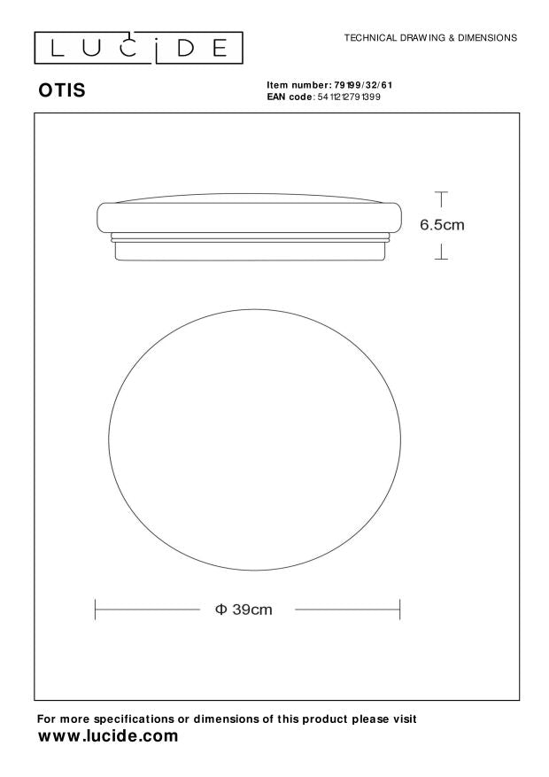 Lucide OTIS Plafonnière - Opaal
