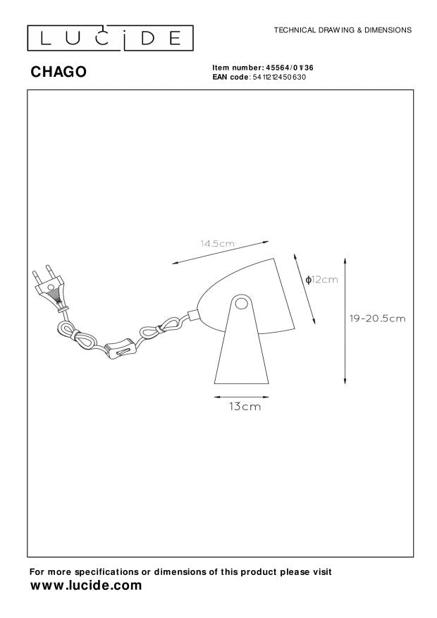 Lucide CHAGO Tafellamp - Grijs