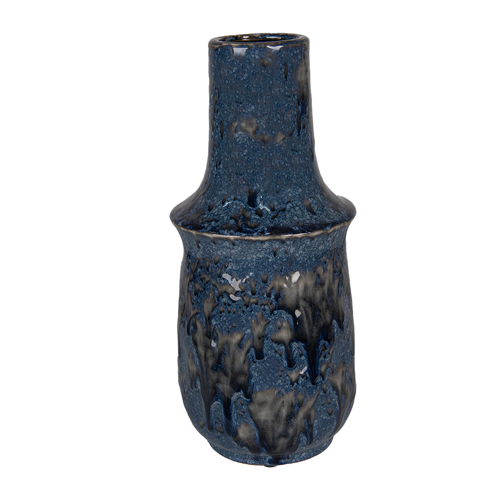 Clayre & Eef Vaas  Ø 13x30 cm Blauw Keramiek Decoratie Vaas