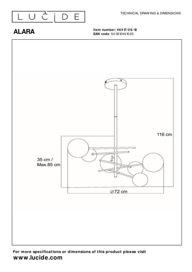 Lucide ALARA Hanglamp - Goud