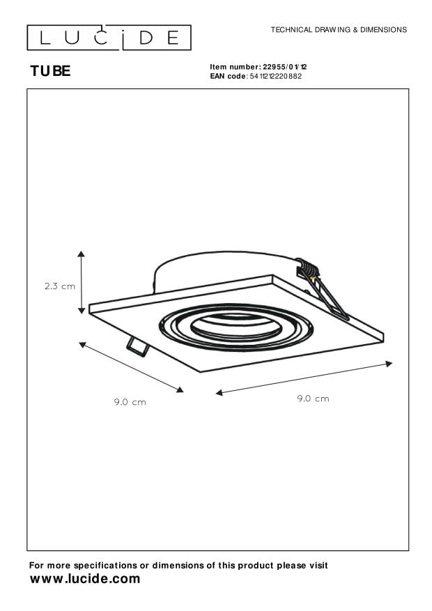 Lucide TUBE Inbouwspot - Mat chroom