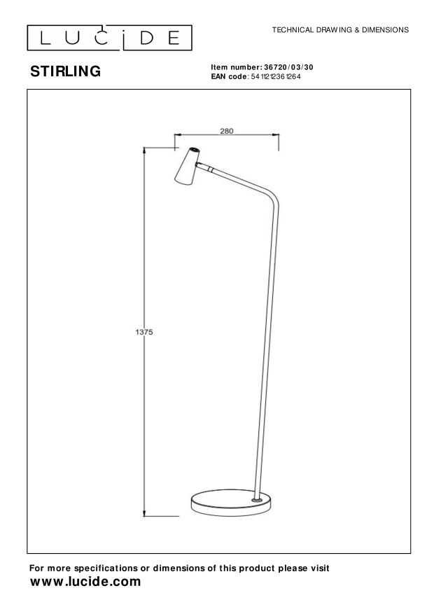 Lucide STIRLING Vloerlamp - Zwart