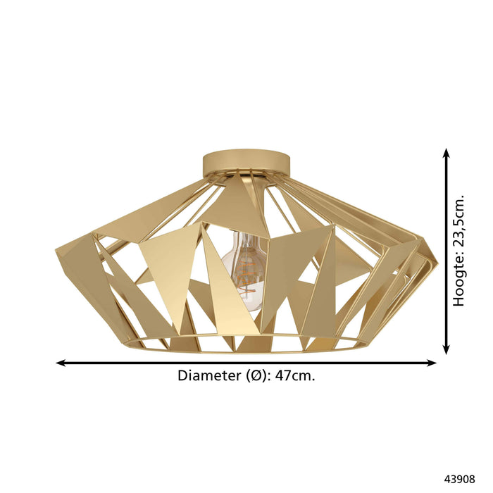 EGLO Carlton Plafondlamp - E27 - Ø 47 cm - Goud - Staal