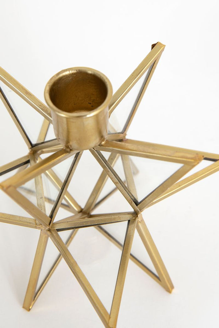 Sissy-Boy Goudkleurige kandelaar in ster vorm van glas en metaal
