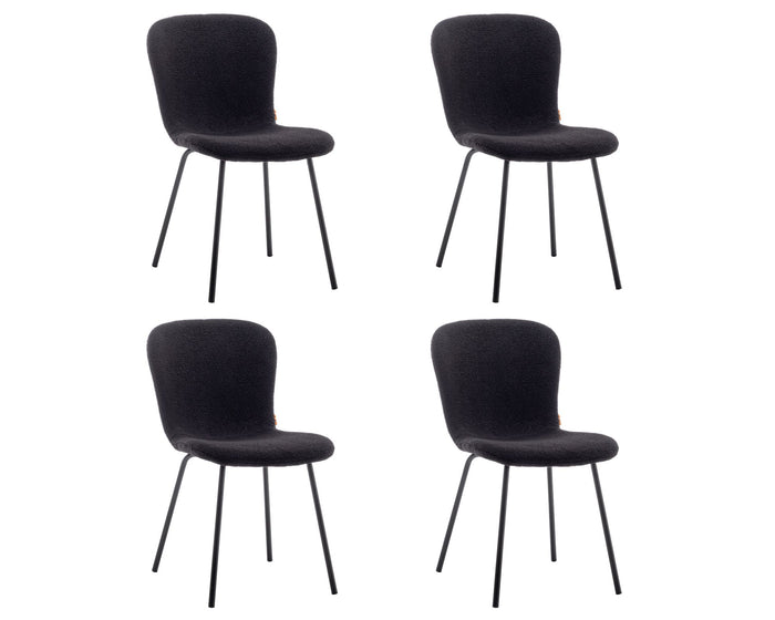 Furnihaus Eetkamerstoelen Set van 4 - Luca - Teddy - Zwart