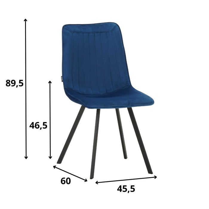 Dimehouse Eetkamerstoel Jimmy velvet blauw