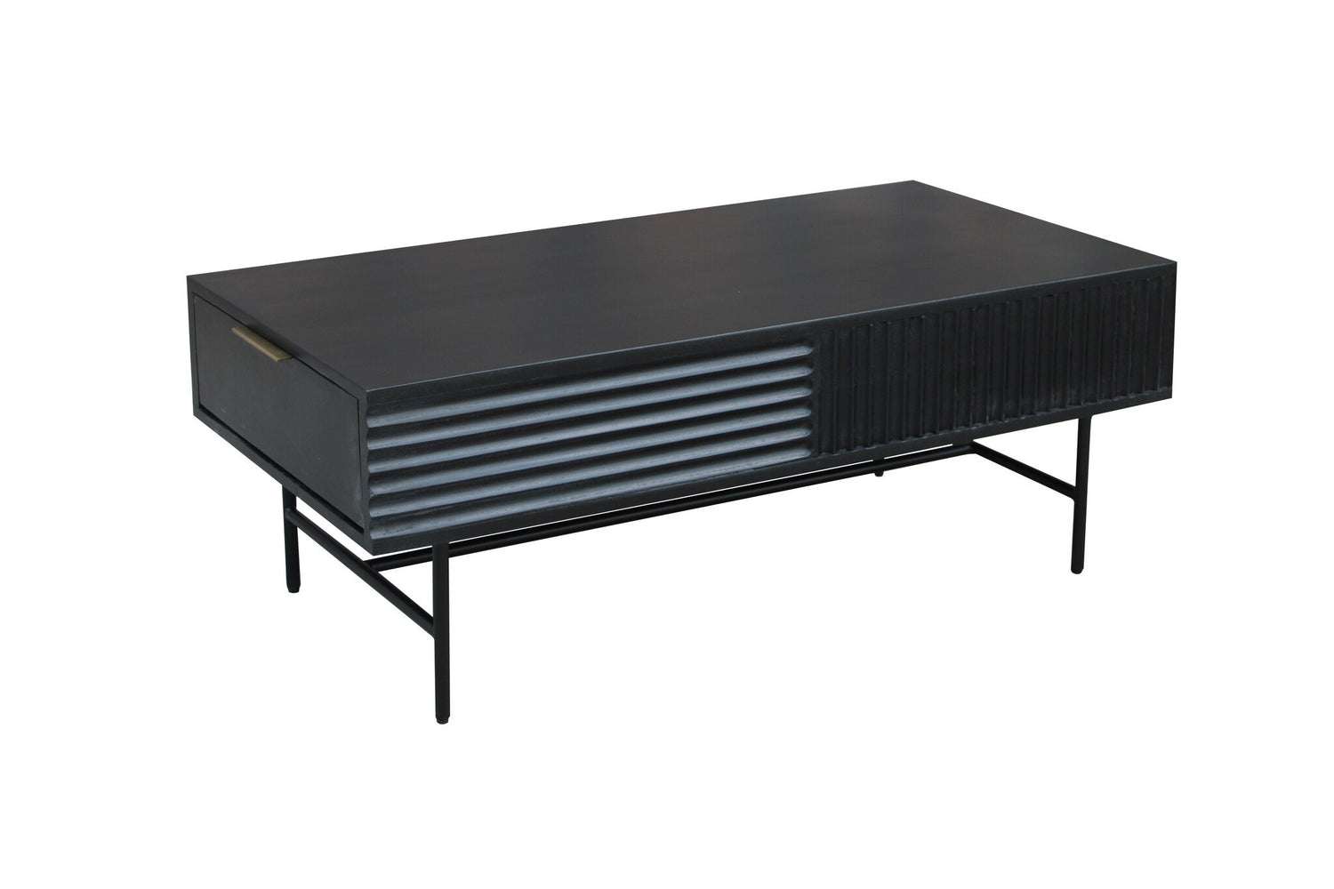 Dimehouse Salontafel met opbergruimte Jonas mangohout 120x60 cm zwart