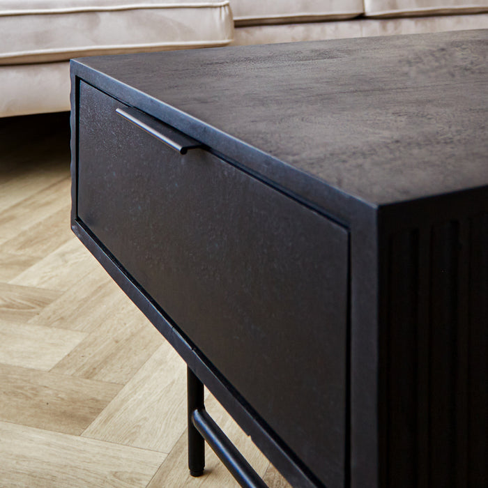 Dimehouse Salontafel met opbergruimte Jonas mangohout 120x60 cm zwart