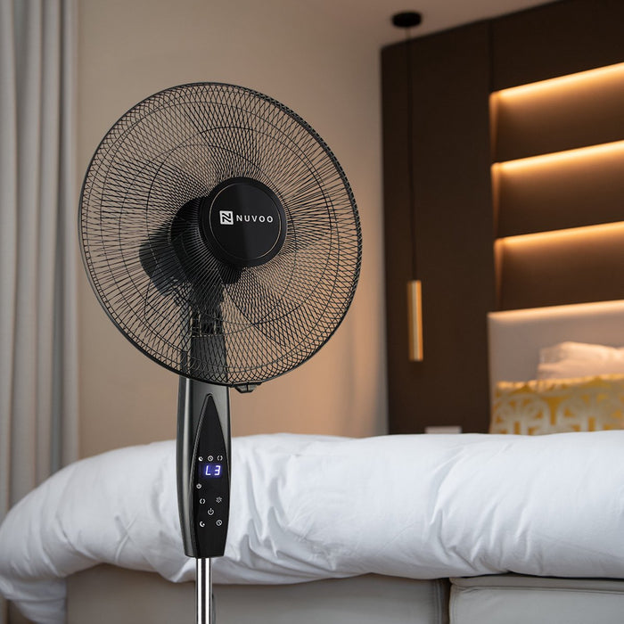 Nuvoo Statiefventilator Zwart 40cm – 3 Standen – Timer – Remote