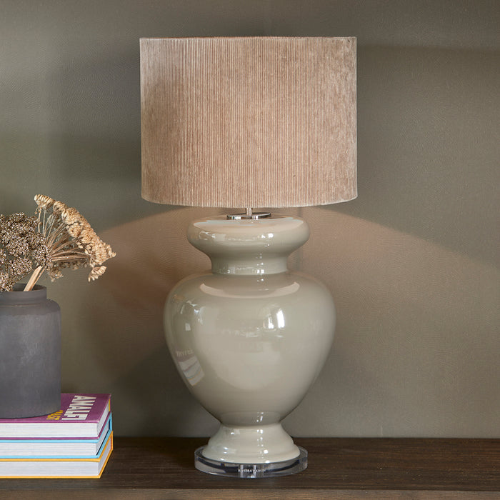 Riviera Maison Lampenkap beige, ribbel stof - Corduroy (ØxH) 40x30