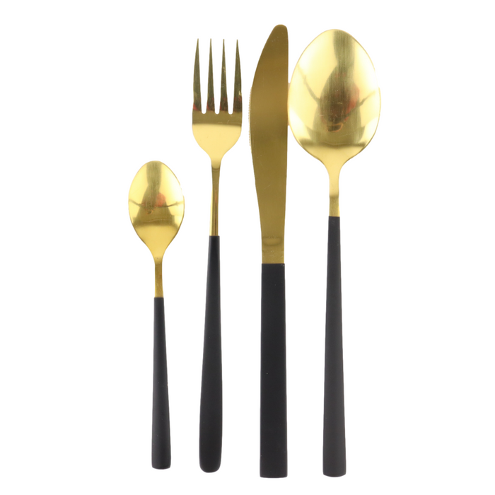 OTIX Bestekset Goud met Zwart 12 persoons 48-delig RVS