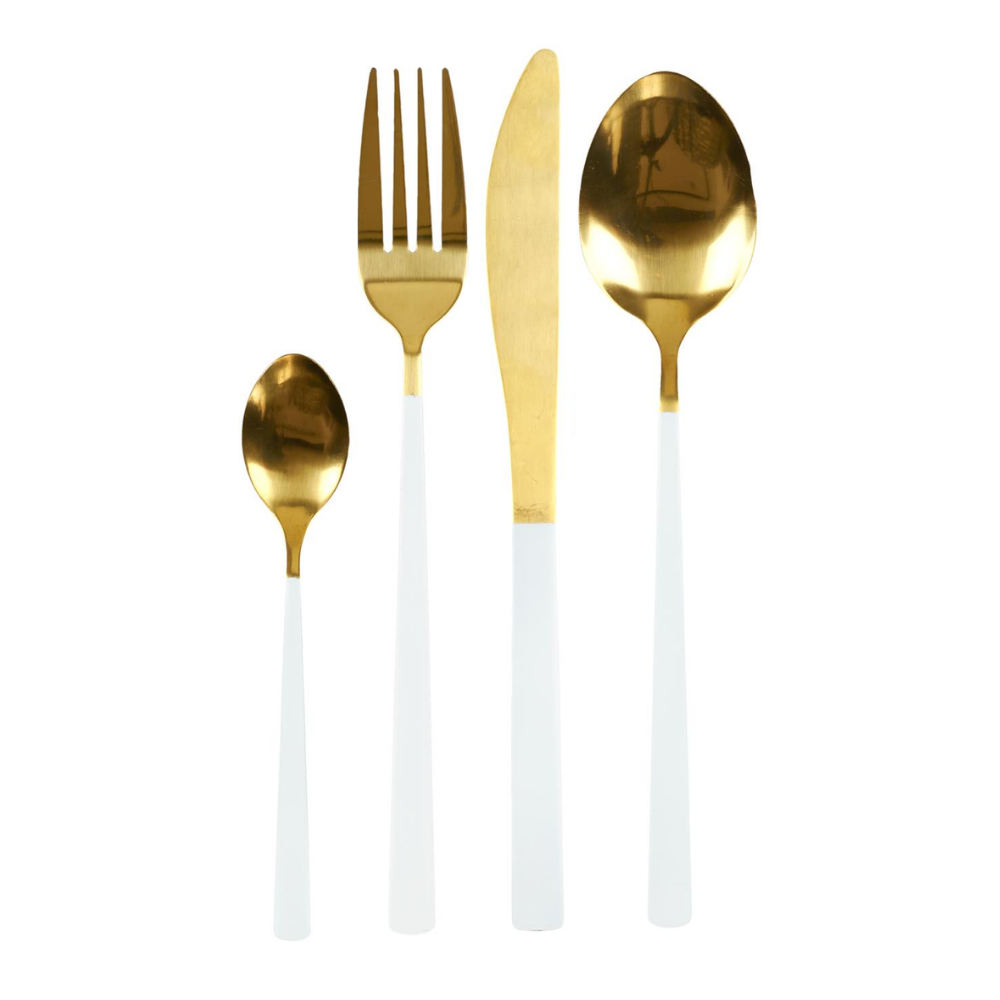 OTIX Bestekset Goud met Wit 8 persoons 32-delig RVS