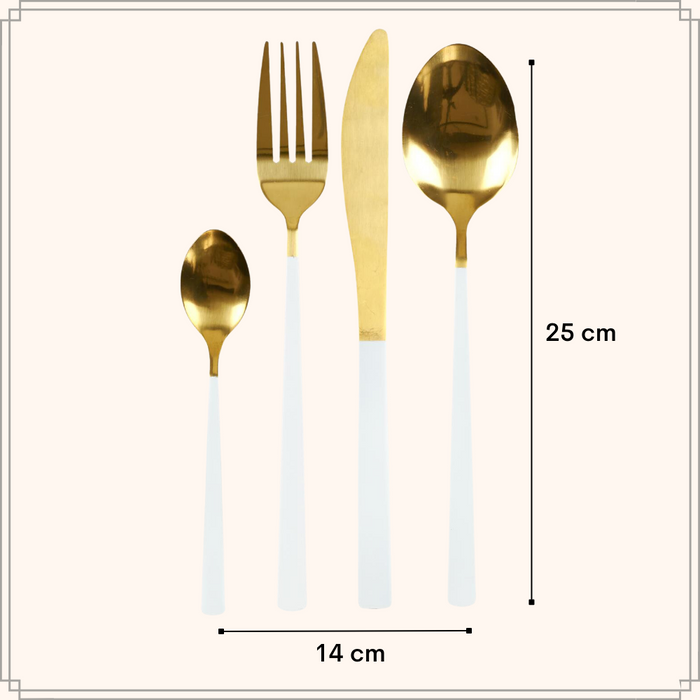 OTIX Bestekset Goud met Wit 8 persoons 32-delig RVS