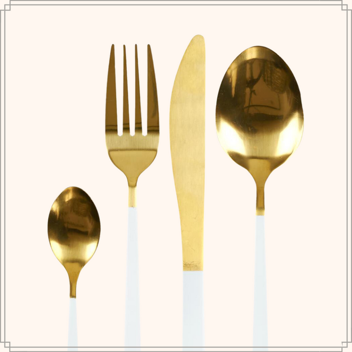 OTIX Bestekset Goud met Wit 8 persoons 32-delig RVS