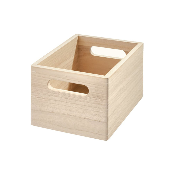 Opbergbox met Handgrepen, 19 x 25.5 x 15 cm, Paulownia Hout, Beige - i