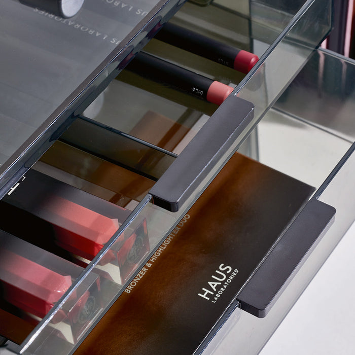 Make-up Organizer, 3 Lades, Breed, 30.5 x 20.3 x 11.4 cm, Smoke - iDes