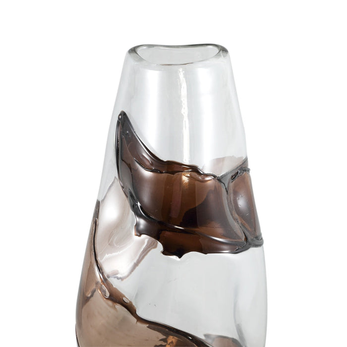 PTMD Lisee Brown solid glass vase line frost L