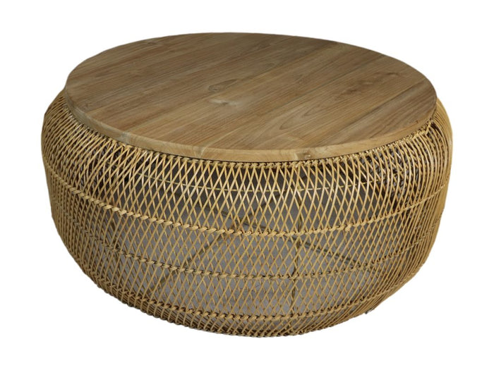 HSM - HSM Collection-Ronde Salontafel -80x80x36-Naturel-Rotan|Teak