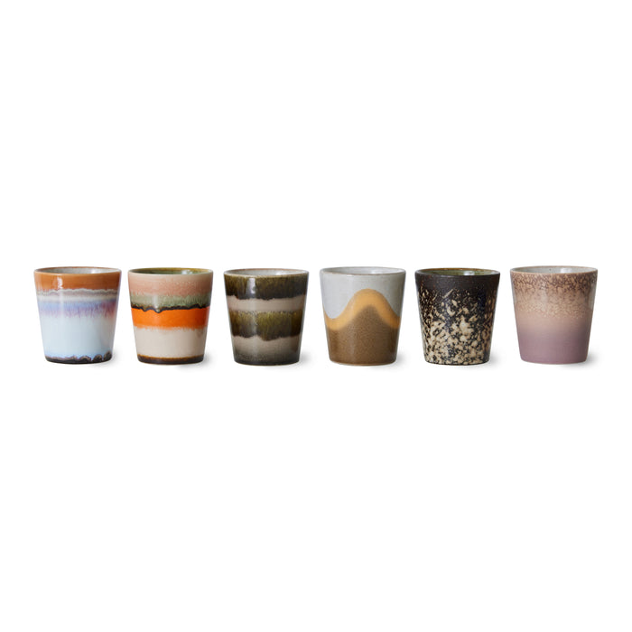 HKliving 70's Mokken 0,2 L - Set van 6 - Elements