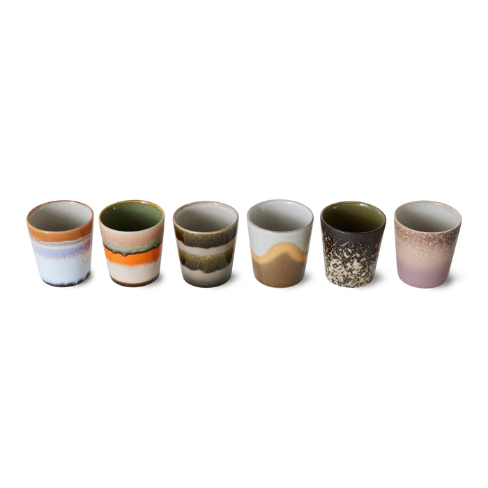HKliving 70's Mokken 0,2 L - Set van 6 - Elements