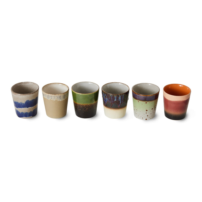 HKliving 70's Mokken 0,2 L - Set van 6 - Grounding